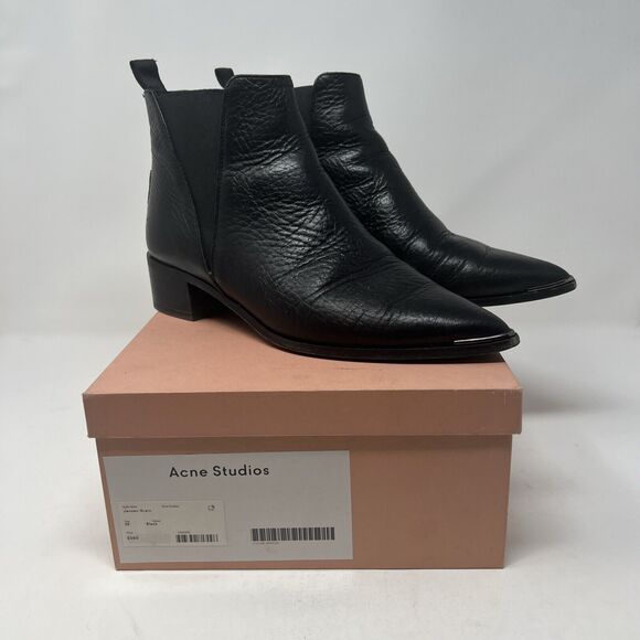 Acne Studios Jensen Boots In‎ Grain Leather Size 39 Black Made In Italy - Picture 1 of 16